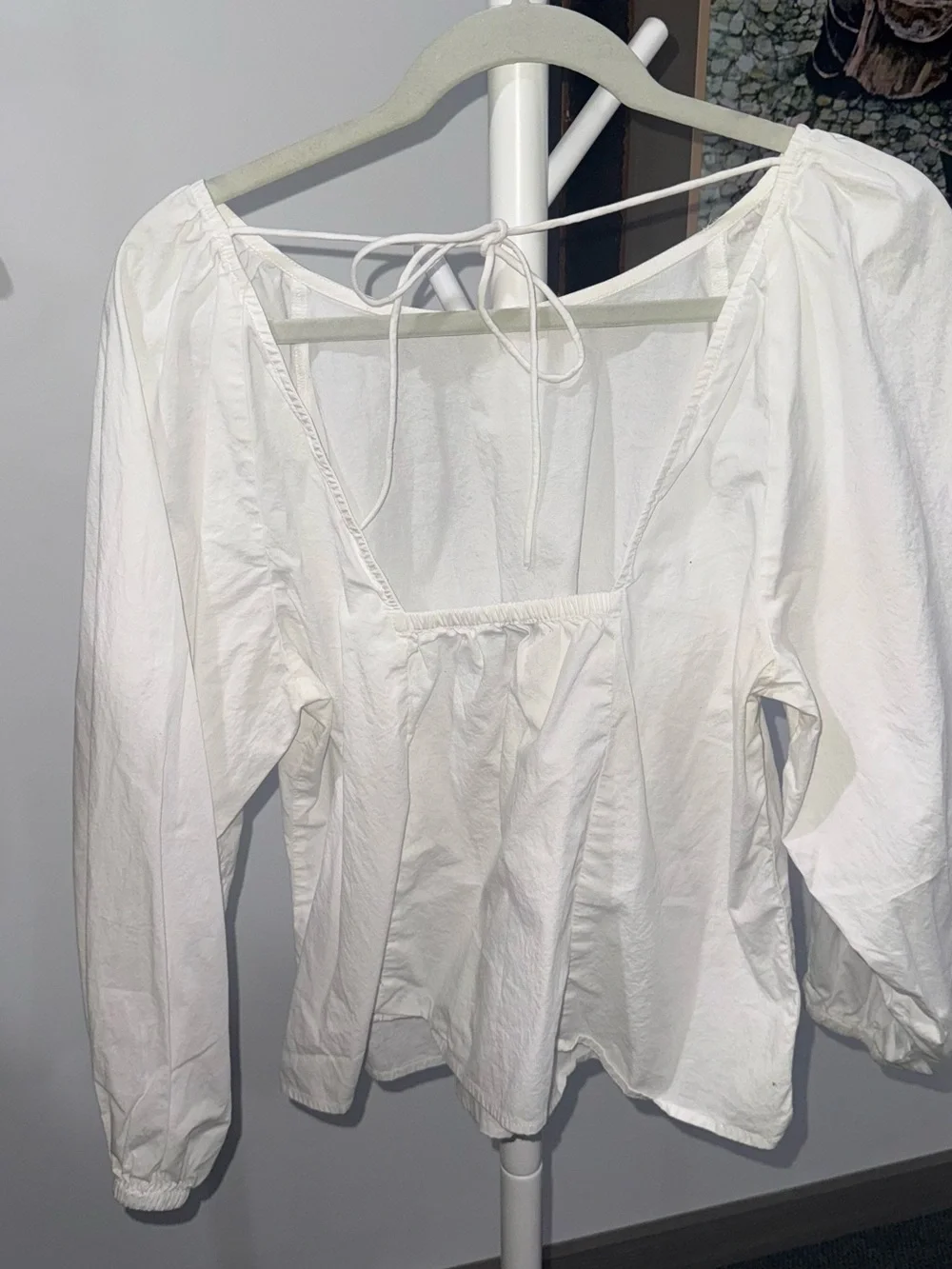 J. Crew White Open-Back Peasant Blouse